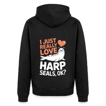 Seal Saying Seal Funny Harp Seal Gift - Unisex Premium Organic Zip Hoodie - black - Back - Nico (187cm)