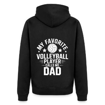 Volleyball Spruch Lustiges Volleyball Geschenk - Unisex Premium Bio Zip Hoodie - Schwarz - Hinten - Nico (187cm)