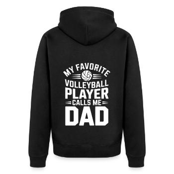 Volleyball Spruch Lustiges Volleyball Geschenk - Unisex Premium Bio Zip Hoodie - Schwarz - Hinten - Nico (187cm)