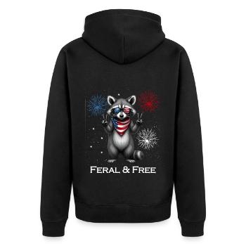 Wild Und Frei Waschbär USA 4. Juli Sonnenbrille - Unisex Premium Bio Zip Hoodie - Schwarz - Hinten - Nico (187cm)