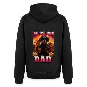 Dackel - Unisex Premium Bio Zip Hoodie - Schwarz - Hinten - Nico (187cm)