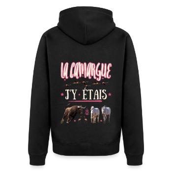 LA CAMARGUE J'Y ETAIS - Veste à capuche bio Premium Unisexe - noir - Dos - Nico (187cm)
