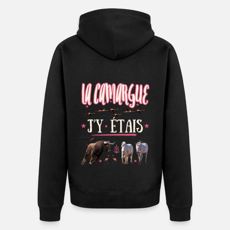 LA CAMARGUE J'Y ETAIS - Veste à capuche bio Premium Unisexe - noir