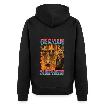 Deutscher Schäferhund - Unisex Premium Bio Zip Hoodie - Schwarz - Hinten - Nico (187cm)