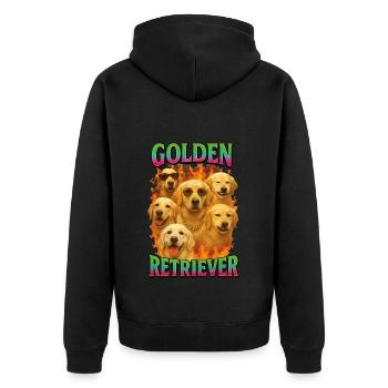 Golden Retriever - Unisex Premium Bio Zip Hoodie - Schwarz - Hinten - Nico (187cm)