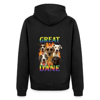 Deutsche Dogge - Unisex Premium Bio Zip Hoodie - Schwarz - Hinten - Nico (187cm)