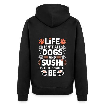 Sushi Dogs Japon Drôle Kawaii Sushi Cadeau - Veste à capuche bio Premium Unisexe - noir - Dos - Nico (187cm)