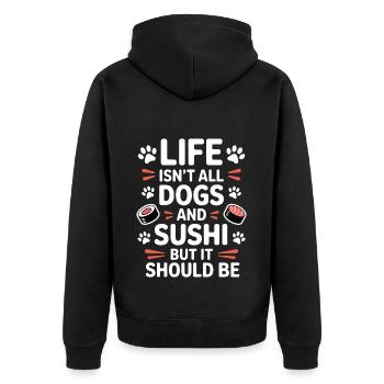 Sushi Dogs Japon Drôle Kawaii Sushi Cadeau - Veste à capuche bio Premium Unisexe - noir - Dos - Nico (187cm)