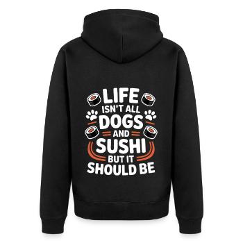 Sushi Dogs Japon Drôle Kawaii Sushi Cadeau - Veste à capuche bio Premium Unisexe - noir - Dos - Nico (187cm)