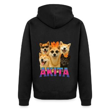 Akita - Unisex Premium Bio Zip Hoodie - Schwarz - Hinten - Nico (187cm)