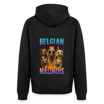 Belgischer Malinois - Unisex Premium Bio Zip Hoodie - Schwarz - Hinten - Nico (187cm)