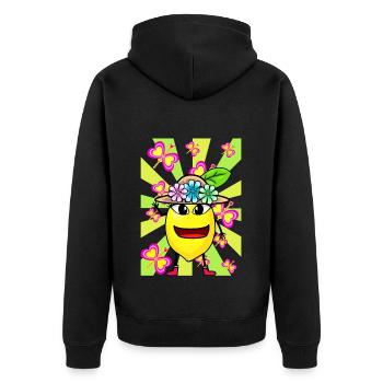 Retro Lemon Kids Child Girl Boys Fruit - Unisex Premium Organic Zip Hoodie - black - Back - Nico (187cm)