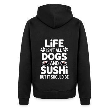 Sushi Dogs Japon Drôle Kawaii Sushi Cadeau - Veste à capuche bio Premium Unisexe - noir - Dos - Nico (187cm)