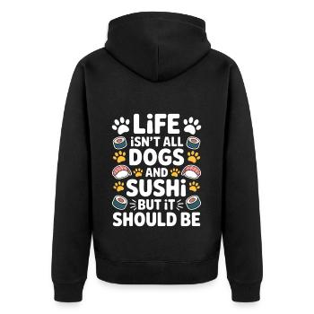 Sushi Dogs Japon Drôle Kawaii Sushi Cadeau - Veste à capuche bio Premium Unisexe - noir - Dos - Nico (187cm)