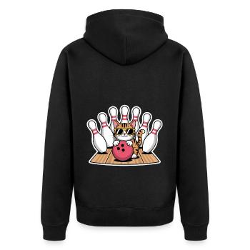 Bowling Spruch Katzen Lustiges Bowling Geschenk - Unisex Premium Bio Zip Hoodie - Schwarz - Hinten - Nico (187cm)