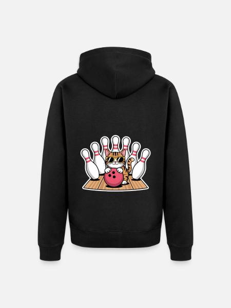 Bowling Spruch Katzen Lustiges Bowling Geschenk - Unisex Premium Bio Zip Hoodie - Schwarz
