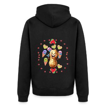 Retro Erdnuss Eis Kinder Mädchen Kind Jungen Baby - Unisex Premium Bio Zip Hoodie - Schwarz - Hinten - Nico (187cm)