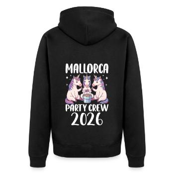 Mallorca Party Crew 2026 - Unisex Premium Bio Zip Hoodie - Schwarz - Hinten - Nico (187cm)