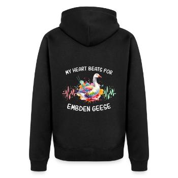Emdengans Herzlinie - Unisex Premium Bio Zip Hoodie - Schwarz - Hinten - Nico (187cm)