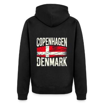 Copenhague Danemark Drapeau - Veste à capuche bio Premium Unisexe - noir - Dos - Nico (187cm)
