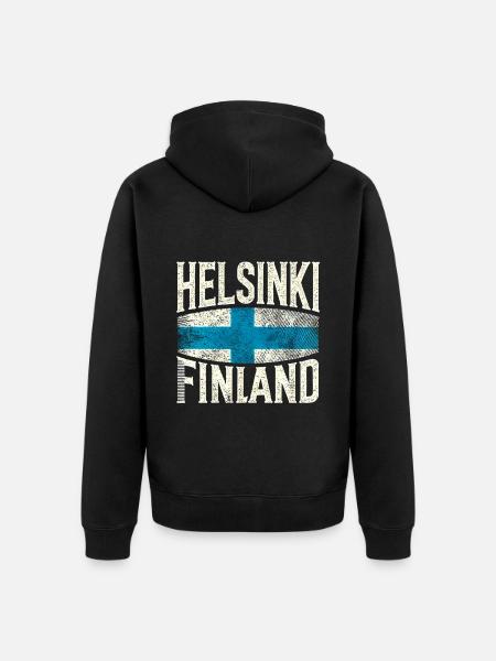 Helsinki Finnland - Unisex Premium Bio Zip Hoodie - Schwarz