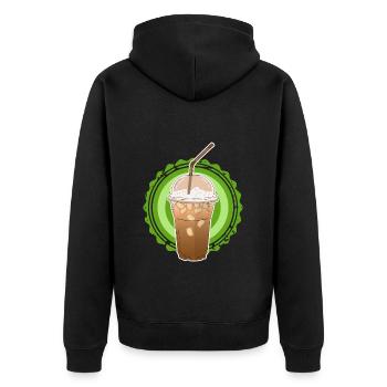 Eiskaffee Iced Coffee Kaffeeliebhaber Geschenke - Unisex Premium Bio Zip Hoodie - Schwarz - Hinten - Nico (187cm)
