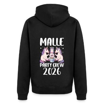 Malle Party Crew 2026 - Unisex Premium Organic Zip Hoodie - black - Back - Nico (187cm)