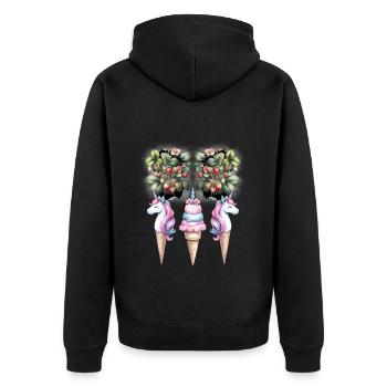 fraises licorne glace crème glacée crème glacée adolescent enfants enfant - Veste à capuche bio Premium Unisexe - noir - Dos - Nico (187cm)