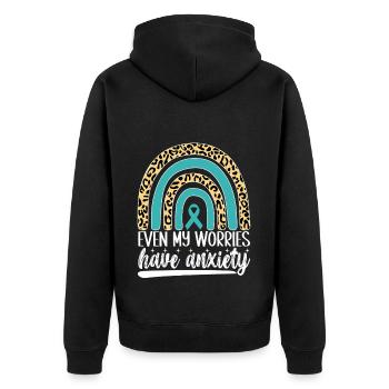 Anxiety disorder Anxiety disorder - Unisex Premium Organic Zip Hoodie - black - Back - Nico (187cm)