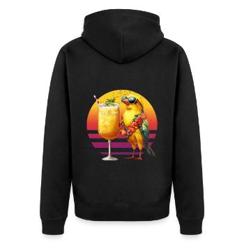 Kanarienvogel mit Pina Colada Hawaiianischer - Unisex Premium Bio Zip Hoodie - Schwarz - Hinten - Nico (187cm)