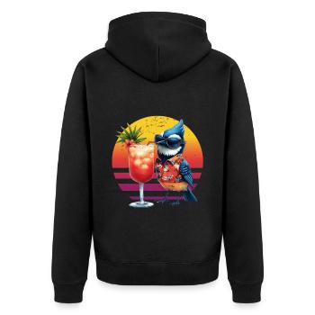 Blue Jay Trinken Hawaiian Vogelbeobachtung Retro - Unisex Premium Bio Zip Hoodie - Schwarz - Hinten - Nico (187cm)