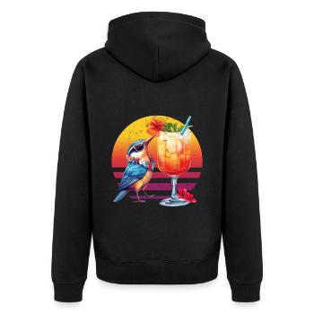 Vintage Hummingbird Trinken Sommer Vibes Retro - Unisex Premium Bio Zip Hoodie - Schwarz - Hinten - Nico (187cm)