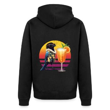 Elster Vogel Trinker Strand Cocktail Vintage Retro - Unisex Premium Bio Zip Hoodie - Schwarz - Hinten - Nico (187cm)