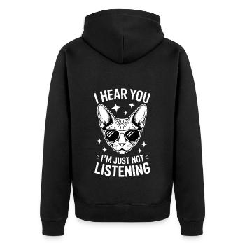 Chat Sphynx Disant Drôle Chat Sphynx Cadeau - Veste à capuche bio Premium Unisexe - noir - Dos - Nico (187cm)