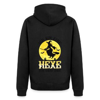 Ich Bin Eine Hexe Ich Darf Das - Unisex Premium Bio Zip Hoodie - Schwarz - Hinten - Nico (187cm)