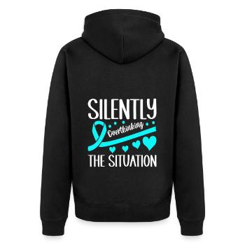 Anxiety disorder Anxiety disorder - Unisex Premium Organic Zip Hoodie - black - Back - Nico (187cm)