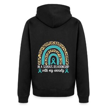 Anxiety disorder Anxiety disorder - Unisex Premium Organic Zip Hoodie - black - Back - Nico (187cm)