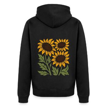 Boho Sonnenblumen - Unisex Premium Bio Zip Hoodie - Schwarz - Hinten - Nico (187cm)