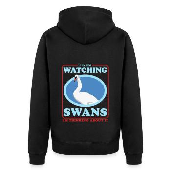 Schwäne Schwan Schwanenliebhaber Geschenk - Unisex Premium Bio Zip Hoodie - Schwarz - Hinten - Nico (187cm)
