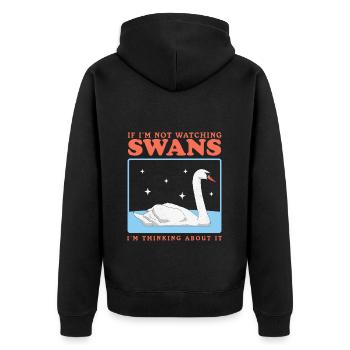 Schwäne Schwan Schwanenliebhaber Geschenke - Unisex Premium Bio Zip Hoodie - Schwarz - Hinten - Nico (187cm)