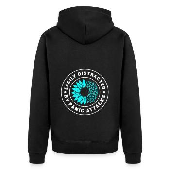 Angststörung Anxiety disorder - Unisex Premium Bio Zip Hoodie - Schwarz - Hinten - Nico (187cm)