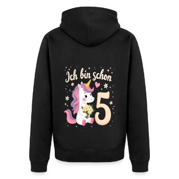 Licorne mignonne 5e anniversaire pour les filles - Veste à capuche bio Premium Unisexe - noir - Dos - Nico (187cm)