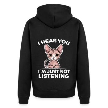 Chat Sphynx Disant Drôle Chat Sphynx Cadeau - Veste à capuche bio Premium Unisexe - noir - Dos - Nico (187cm)