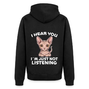 Chat Sphynx Disant Drôle Chat Sphynx Cadeau - Veste à capuche bio Premium Unisexe - noir - Dos - Nico (187cm)