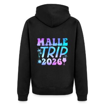 Malle Trip 2026 Palmen Cocktail Gruppenurlaub - Unisex Premium Bio Zip Hoodie - Schwarz - Hinten - Nico (187cm)