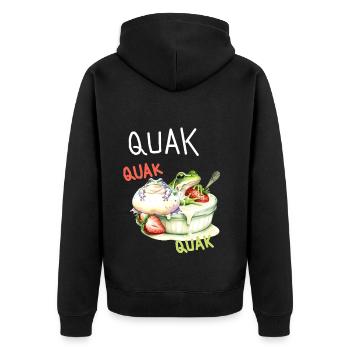 Frosch Frösche Quak Dessert Nachtisch Kinder - Unisex Premium Bio Zip Hoodie - Schwarz - Hinten - Nico (187cm)