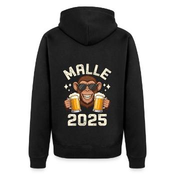 Malle 2025 Monkeys - Unisex Premium Organic Zip Hoodie - black - Back - Nico (187cm)