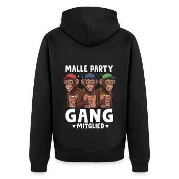 Malle Party Gang Mitglied - Unisex Premium Bio Zip Hoodie - Schwarz - Hinten - Nico (187cm)
