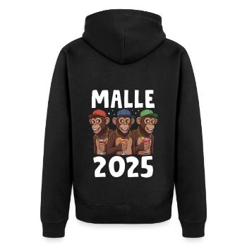 Malle 2025 - Unisex Premium Bio Zip Hoodie - Schwarz - Hinten - Nico (187cm)