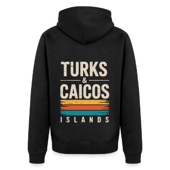 Turks- und Caicosinseln - Unisex Premium Bio Zip Hoodie - Schwarz - Hinten - Nico (187cm)